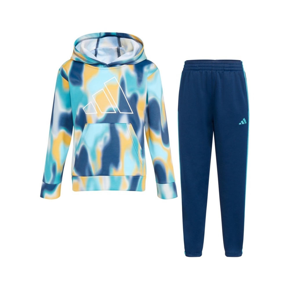 Adidas Toddler BoysPolyester Fleece Pullover Hoodie and Jogger Pants Set - Blue